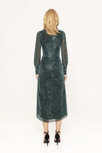 Load image into Gallery viewer, BUTTON-EMBELLISHED RUCHED MIDI DRESS

